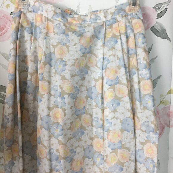 Vintage White 2 Piece Floral Midi Skirt Set womens 10 M Carriage Court Seperates - Picture 7 of 11